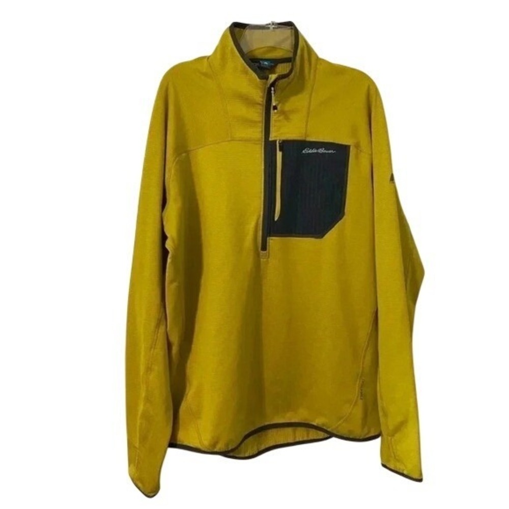 Eddie Bauer First Ascent Mens  Quarter Zip Grid Fleece Pullover Yellow Tall TL